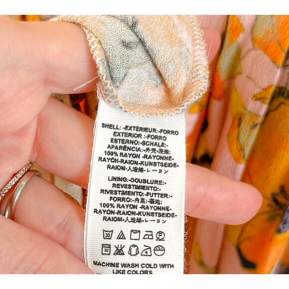 Free People Tegan Floral Cutout V-Neck Pleated Long Sleeve Mini Dress. - Picture 5 of 6